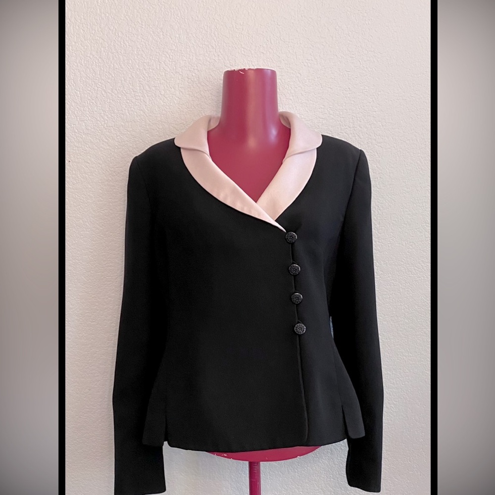 Jones Wear Black and Pink Asymmetrical Blazer